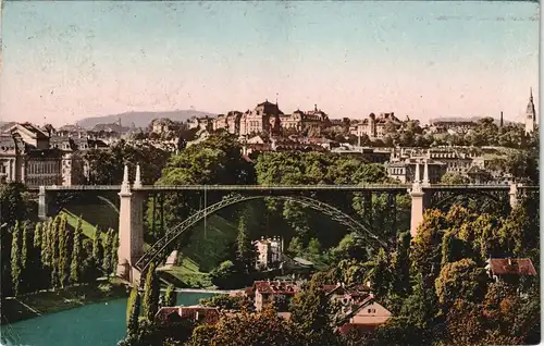 Ansichtskarte Bern Panorama-Ansicht Stadt Blick mit Brücke 1910