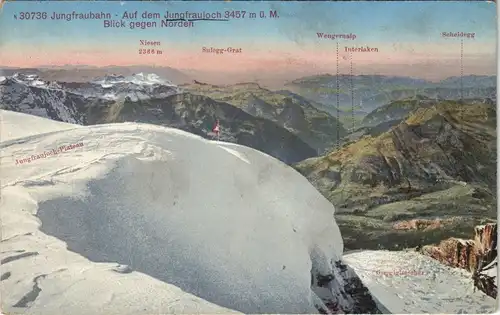 Ansichtskarte Lauterbrunnen Jungfraubahn Jungfraujoch Blick gegen Norden 1910