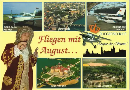 Ansichtskarte Dresden Mehrbildkarte FLIEGERSCHULE "August der Starke" 2000