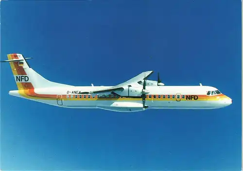 Ansichtskarte  NFD Progellerflugzeug ATR 72 im Flug Flugwesen Flugzeug 1990