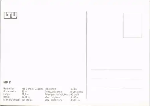 Ansichtskarte  LTU Fluggesellschaft MD 11 im Flug Flugwesen Flugzeug 1980