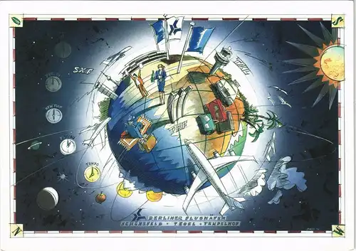 Berlin Alle Welt fliegt auf Berlin "Berliner Flughäfen" Motiv-AK 2010