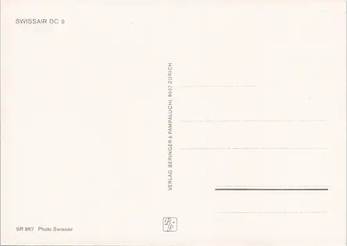 Ansichtskarte .Schweiz Flugwesen Flugzeug SWISSAIR DC 9 1980