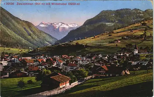 Ansichtskarte Zweisimmen Stadtpartie 1914