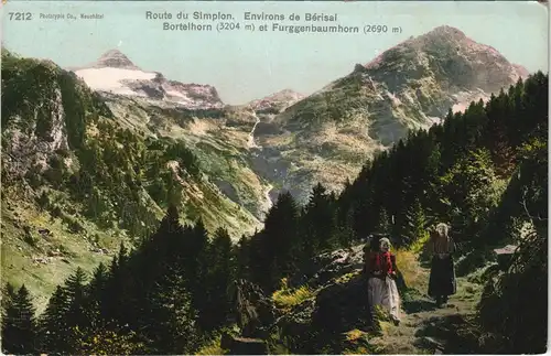 Ansichtskarte .Schweiz Bortelhorn (3204 et Furggenbaumhorn (2690 m) 1911