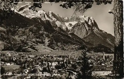 Garmisch-Partenkirchen Panorama-Ansicht Blick zur Zugspitzgruppe Zugspitze 1956