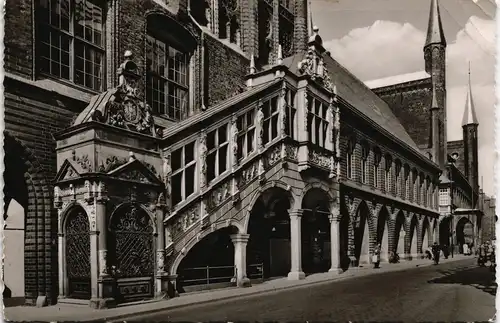 Ansichtskarte Lübeck Rathaus Rathaustreppe 1956