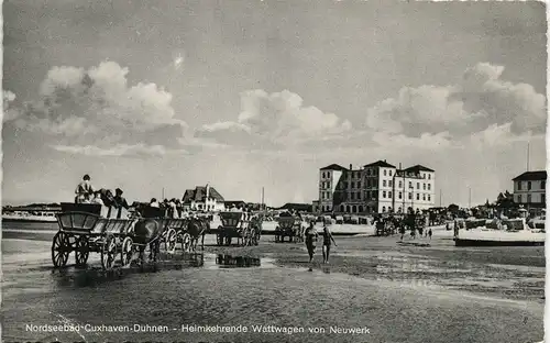 Ansichtskarte Duhnen-Cuxhaven Heimkehrende Wattwagen von Neuwerk 1960