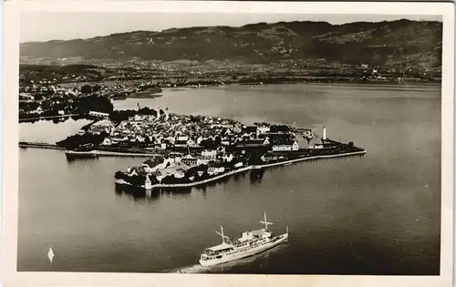 Lindau (Bodensee) Luftbild Stadt See Schiff vom Flugzeug aus 1953