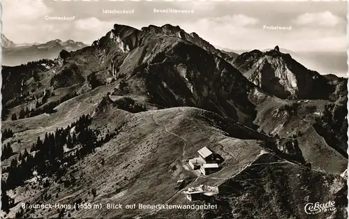 Lenggries Brauneck-Haus, Blick auf Benediktenwandgebiet, Luftbild 1958