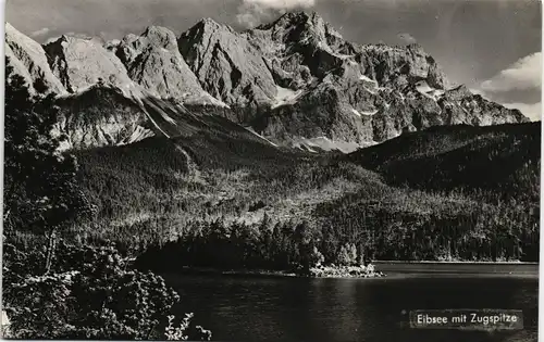 Ansichtskarte Garmisch-Partenkirchen Eibsee Panorama mit Zugspitze 1960