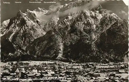 Mittenwald Karwendelköpfe Karwendelspitze Panorama-Ansicht 1957