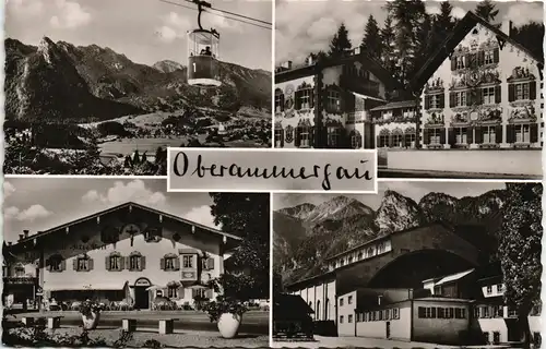 Oberammergau 4 Foto-Ansichten Bergbahn, Hänsl Gretl-Heim Hotel Alte Post 1964