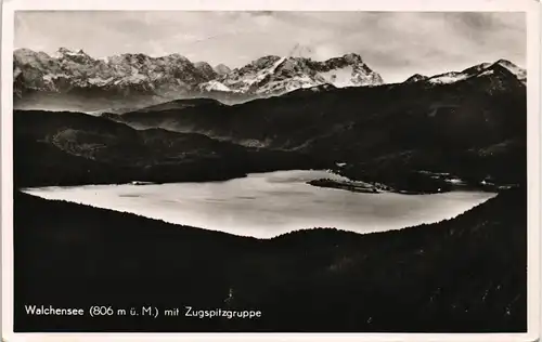 Ansichtskarte Kochel am See Walchensee Panorama mit Zugspitzgruppe 1959