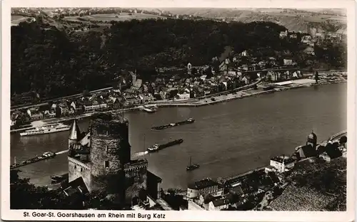 St. Goarshausen St. Goar-St. Goarshausen am Rhein mit Burg Katz 1953