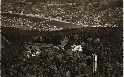 Ansichtskarte Heidelberg Königstuhlgipfel Blick auf die Stadt Luftbild 1958