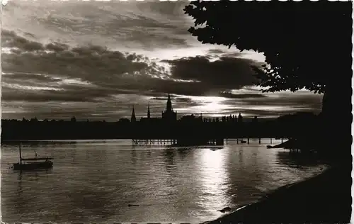 Ansichtskarte Konstanz Panorama-Ansicht bei Sonnenuntergang 1958