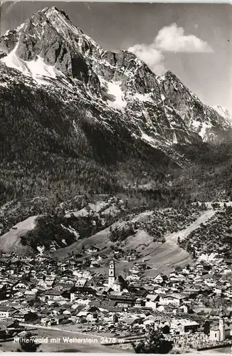 Ansichtskarte Mittenwald Panorama-Ansicht Ortsansicht mit Wetterstein 1957