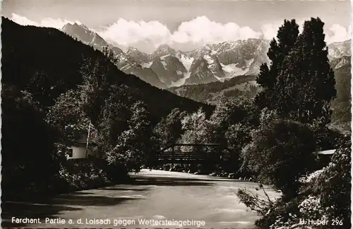 Ansichtskarte Farchant Partie a. d. Loisach gegen Wettersteingebirge 1959