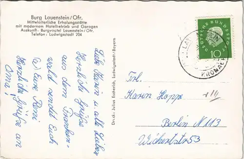 Lauenstein-Ludwigsstadt Burg Lauenstein Oberfranken Fernansicht 1960