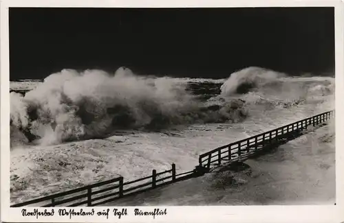 Ansichtskarte Westerland-Sylt Strand Sturmflug Nordsee Nordseebad 1937