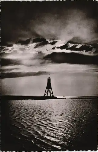 Ansichtskarte Cuxhaven Abend an der Kugelbake 1958
