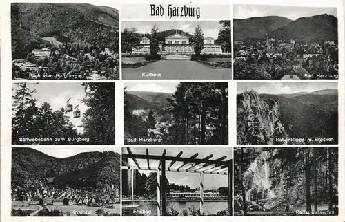 Bad Harzburg Mehrbild-AK mit Kurhaus, Panorama-Ansichten, Rabenklippe uvm. 1954