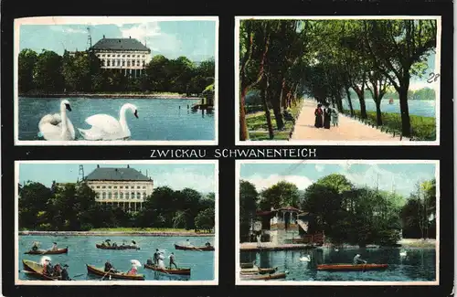 Ansichtskarte Zwickau Schwanenteich - 4 Bild 1910