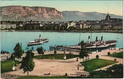 Ansichtskarte Genf Genève Hafen - Dampfer 1912