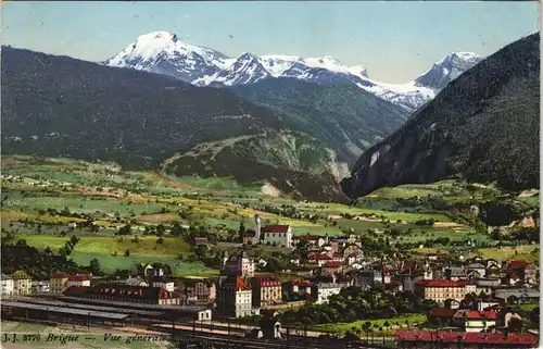 Ansichtskarte Brig (Wallis) Brigue Briga Stadt und Bahnhof 1916