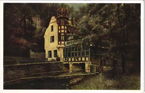 Postcard Eger Cheb Restaurant Insel Mühlerl 1929