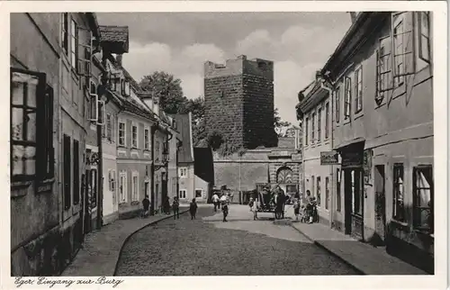 Postcard Eger Cheb Straßenpartie - Eingang zur Burg 1929