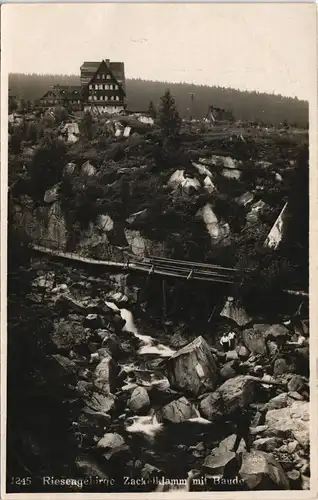 Postcard Schreiberhau Szklarska Poręba Zackelfallbaude, Wasserfall 1931