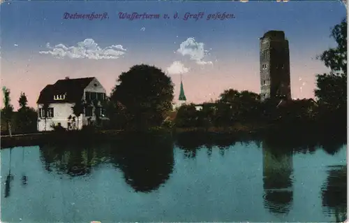 Ansichtskarte Delmenhorst Demost Wasserturm von der Graft gesehen 1916