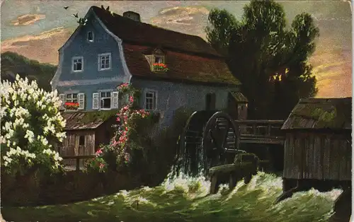 Ansichtskarte  Wassermühle (Gebäude) - Stimmungsbild Underberg Werbung 1913