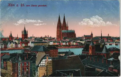 Ansichtskarte Köln Stadt von Deutz gesehen 1918