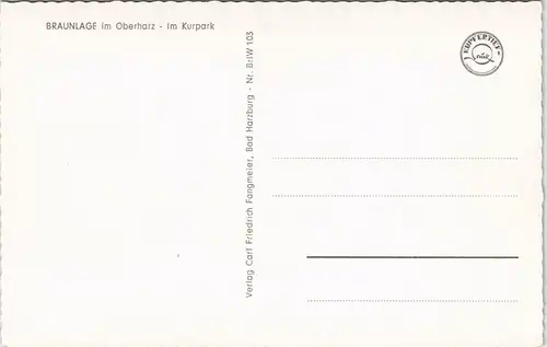 Ansichtskarte Braunlage Partie im Kurpark 1960