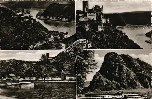 St. Goarshausen Mehrbild-AK mit 4 Rhein-/Panorama-Ansichten 1961