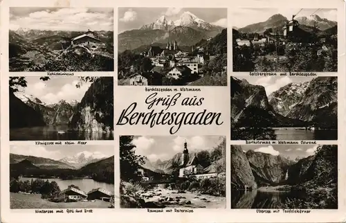 Ansichtskarte Berchtesgaden Mehrbildkarte mit 8 Foto-Ansichten 1955