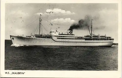 Ansichtskarte  M.S. SKAUBRYN (Oslo) Schiffsfoto-AK Fährschiff 1957