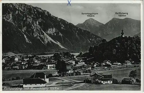 Ansichtskarte Ruhpolding Straßenpartie mit Rauschberg 1936