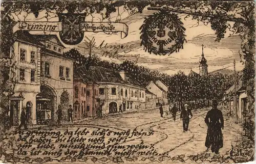 Ansichtskarte Grinzing-Wien Himmelsstraße - Künstlerkarte 1913