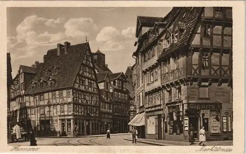 Ansichtskarte Hannover Marktstrasse, Geschäfte 1932