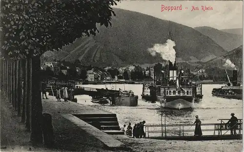 Ansichtskarte Boppard Anlegestelle, Rheindampfer 1914