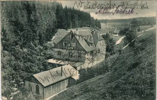 Ansichtskarte Clausthal-Zellerfeld Kurhaus Untermühle 1908