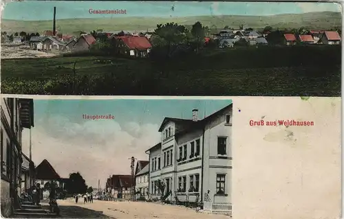 Ansichtskarte Weidhausen bei Coburg 2 Bild Totale, Hauptstraße 1909