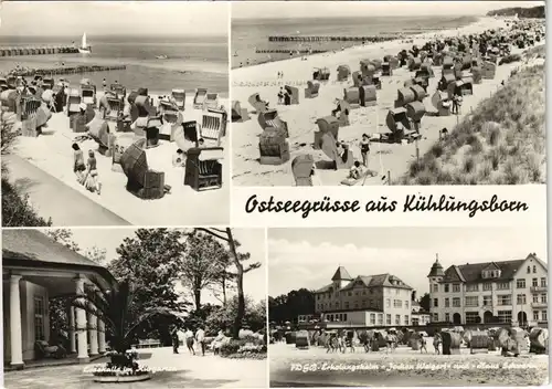 Ansichtskarte Kühlungsborn DDR Mehrbild-AK Strand 4 Foto-Ansichten 1973