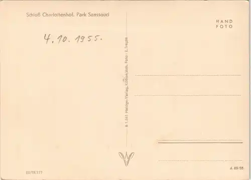 Ansichtskarte Potsdam Schloß Charlottenhof Park Sanssouci 1955