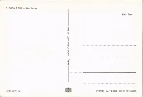 Ansichtskarte Eisenach Wartburg zu DDR-Zeiten 1980