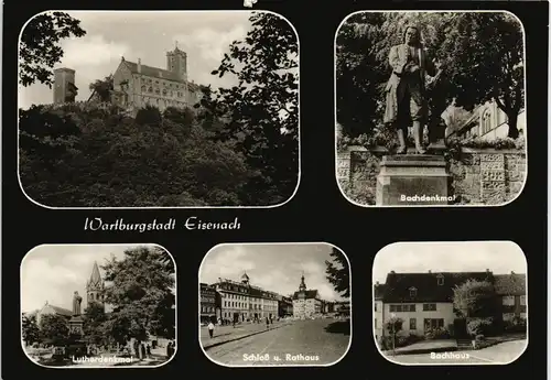 Eisenach DDR Mehrbild-AK mit Wartburg, Bach-Denkmal, Bachhaus uvm. 1965